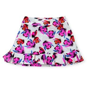 NEW Tzu Tzu Samba Skort Women's XS White Pink Flutter Feather Pleated Tennis USA